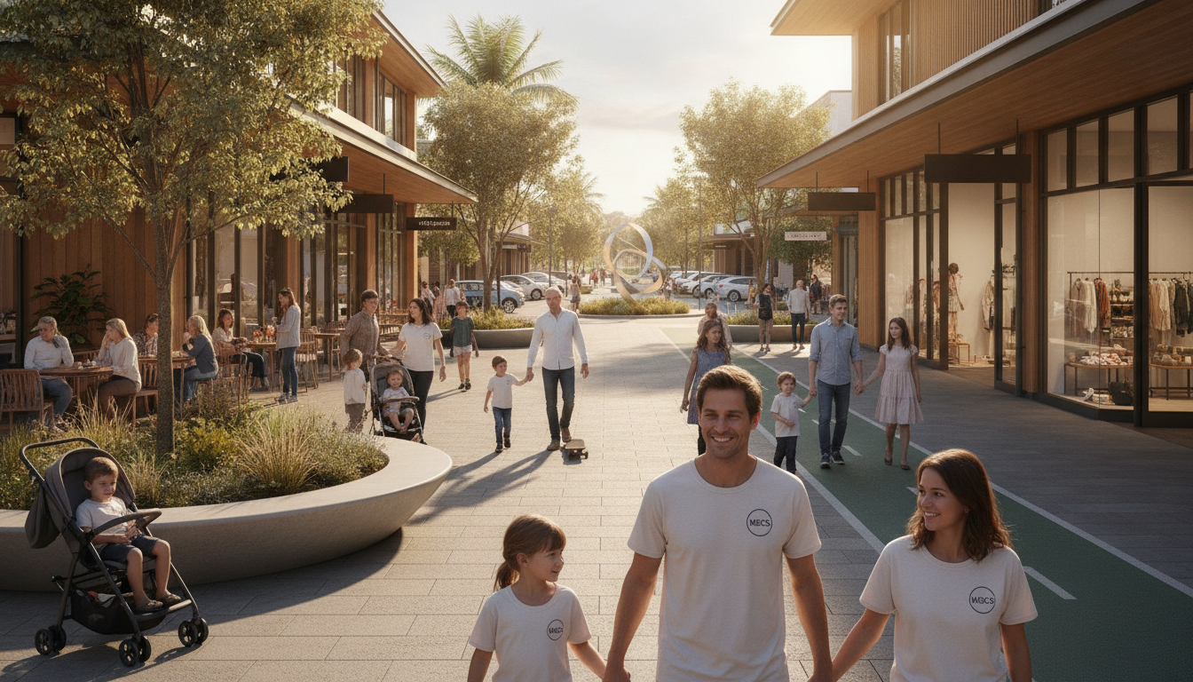 Local street scene representing North Lakes, Queensland