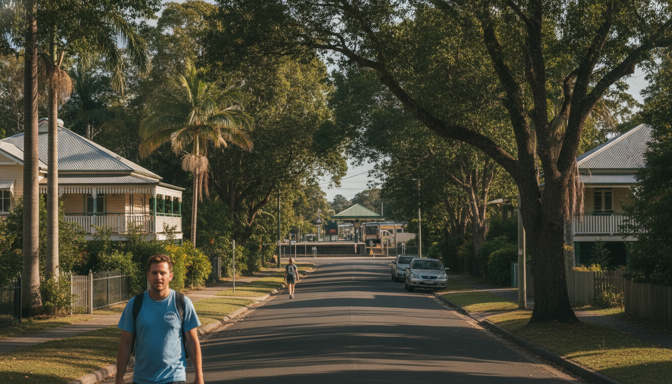 Local street scene representing Petrie, Queensland