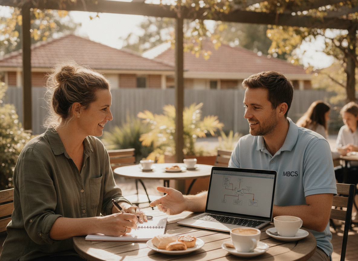 Technician discussing IT planning with a small business owner